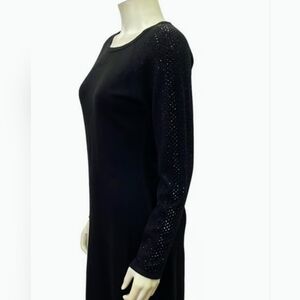Calvin Klein Elegant Knitted Dress Black studs on shoulders & sleeves Size L New